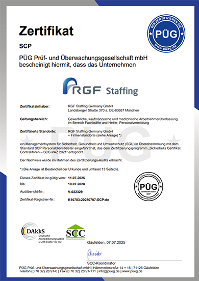 Sicherheits-Zertifikat-Personaldienstleister Geprüfte Sicherheit: SCP-Zertifikat für Personaldienstleister