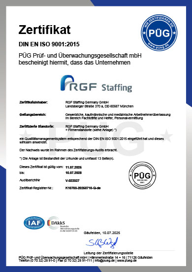 Gepr&uuml;fte Qualit&auml;t: DIN EN ISO 9001 f&uuml;r Arbeitnehmer&uuml;berlassung & Vermittlung
